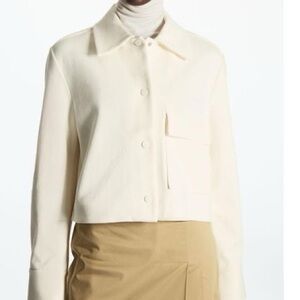 COS Cropped Twill Jacket in White